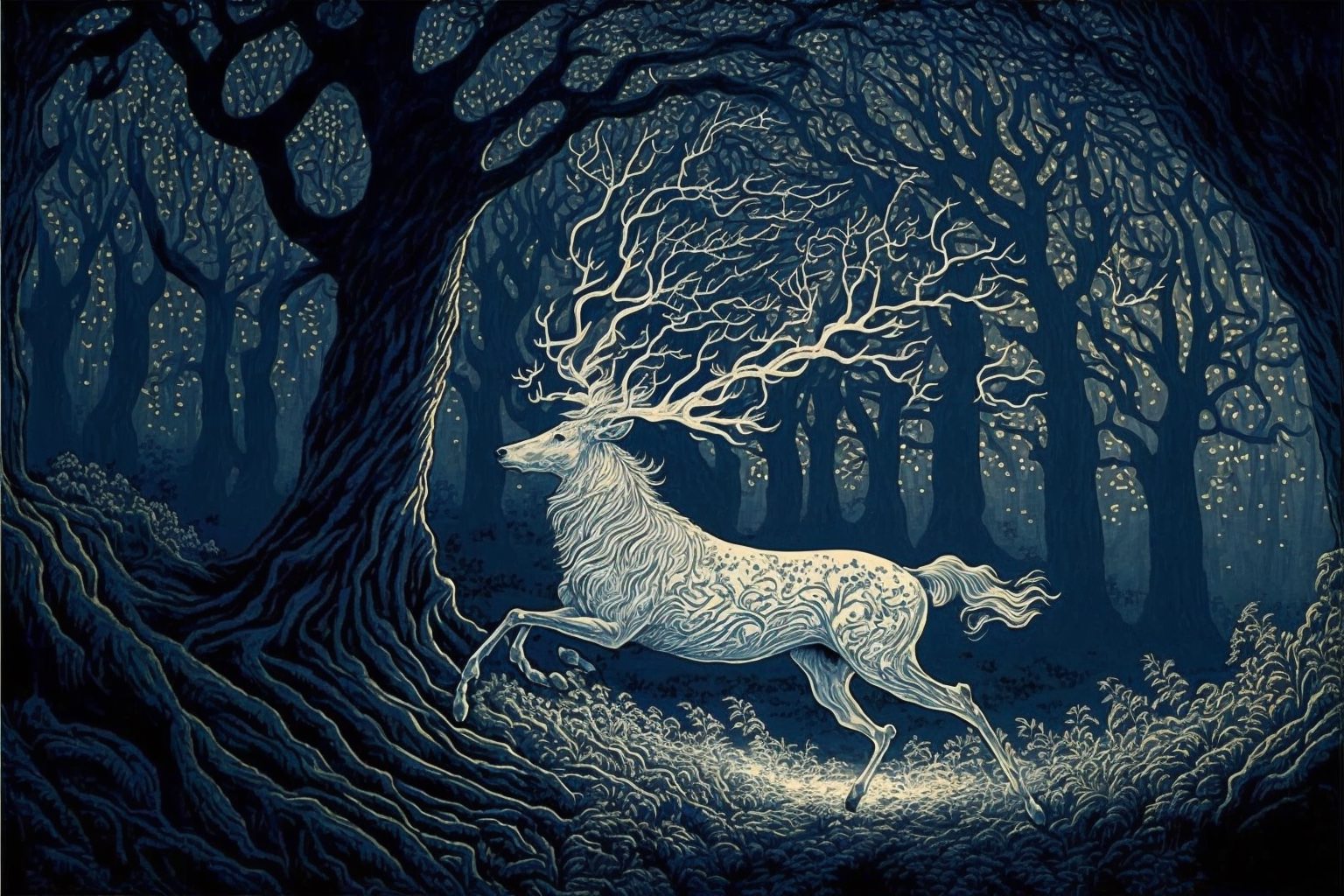 Imagining a white hart running through the woods